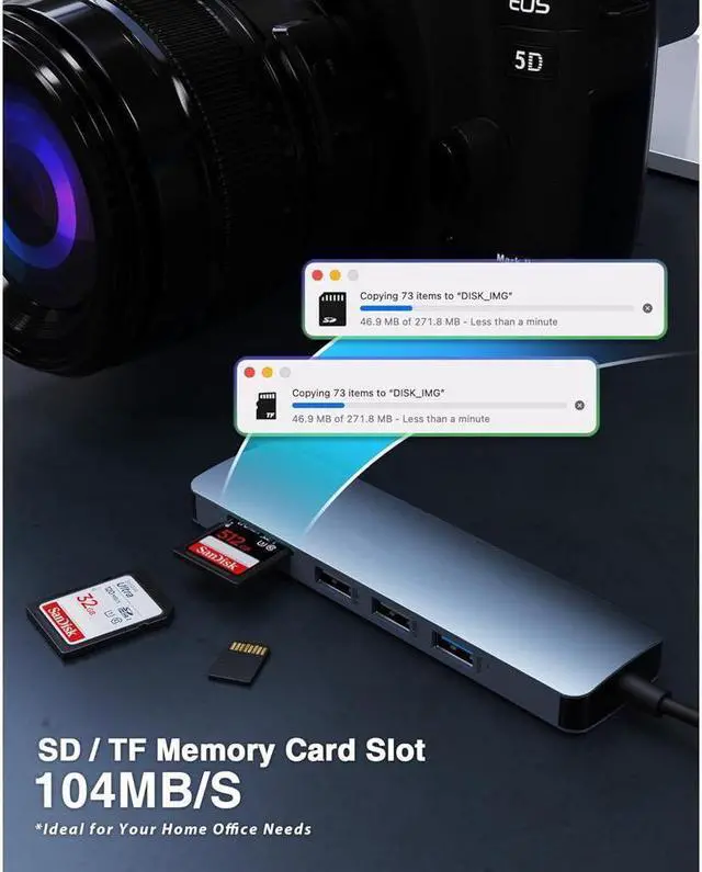 Alt view image 4 of 7 - XJYLCPC 6 in 1 USB C to HDMI Adapter 4K@30Hz with USB 3.0, 2*USB 2.0, SD/TF Card Reader Compatible with Mac M1, M2, M3, iPad, iPhone 15 Pro/Pro Max, More Type C Devices