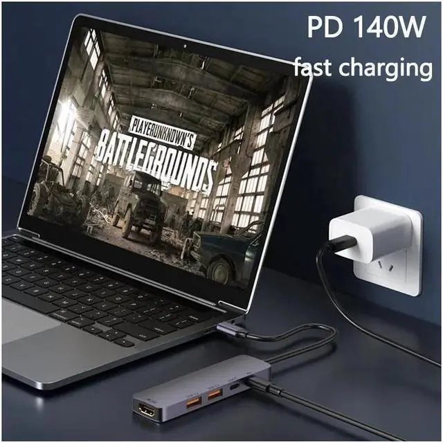 Alt view image 3 of 7 - XJYLCPC 5-Port USB 3.2/USB C Hub with 2*10Gbps USB-A 3.2 10Gbps USB-C 4K@60Hz HDMI 140W Power Delivery, Aluminum USB Splitter for Chromebook Surface Pro iMac PS4 Laptop Xbox Flash Drive Laptop/PC