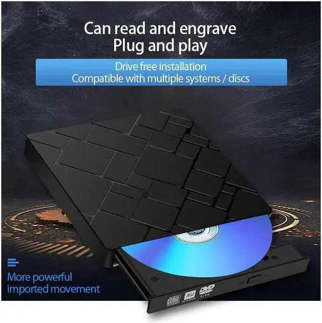 Alt view image 2 of 7 - IXJYLCPC External CD DVD Drive USB 3.0 Type-C Portable CD/DVD ROM Drive Burner Rewriter for Windows Linux Mac Laptop Desktop, MacBook Pro/Air, iMac