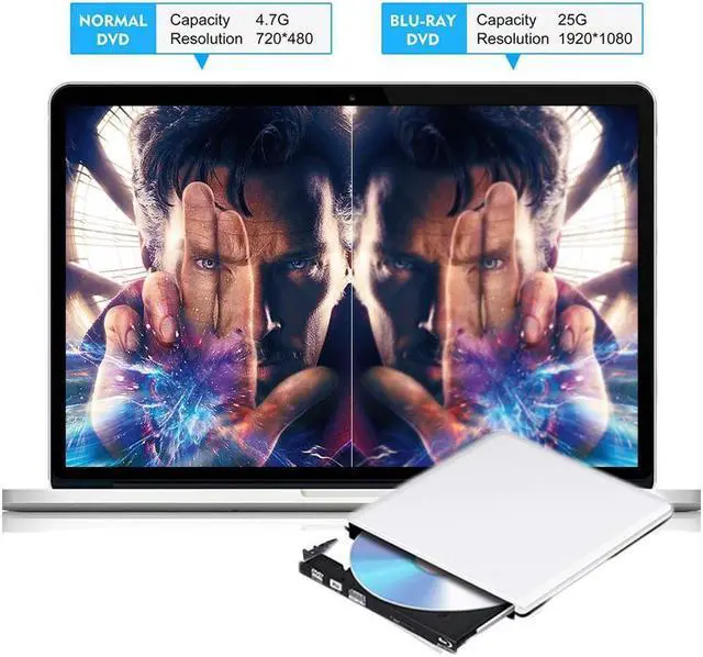 Alt view image 6 of 7 - IXJYLCPC External USB3.0/USB-C Blu-Ray Drive DVD Drive USB External Portable DVD Burner BD-ROM DVD/CD-RW/ROM Writer for Windows 2000/XP/Vista/Win7/Win8/Win10 Notebook PC Desktop Computer,Silver
