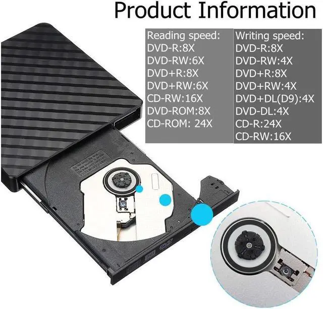 Alt view image 3 of 7 - IXJYLCPC Type-C/USB3.0 External CD DVD Rom RW Player Burner Drive For MacBook Air Pro For iMac For Mac Win8 Laptop Notebook PC Computer