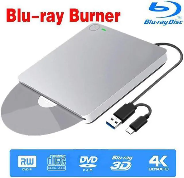 Main image of IXJYLCPC External Blu-Ray Burner Drive with One Touch Pop up for Laptop, Portable High-Speed USB-C&USB 3.0 CD Burner/DVD Reader Writer for PC Desktops, Compatible with Windows/Mac OSX/Linux (XD055BD)