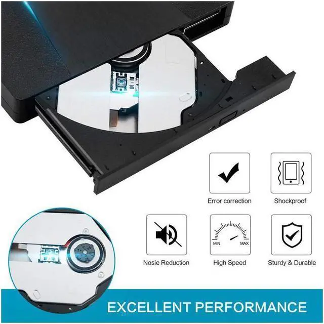 Alt view image 7 of 7 - IXJYLCPC External CD DVD Optical Drive Type C Dual Port DVD Burner CD DVD Rewriter Burner Writer Compatible with Windows XP/7/8/10, MacOS, Linux for MacBook, Laptop, Desktop( YX-008, Black )