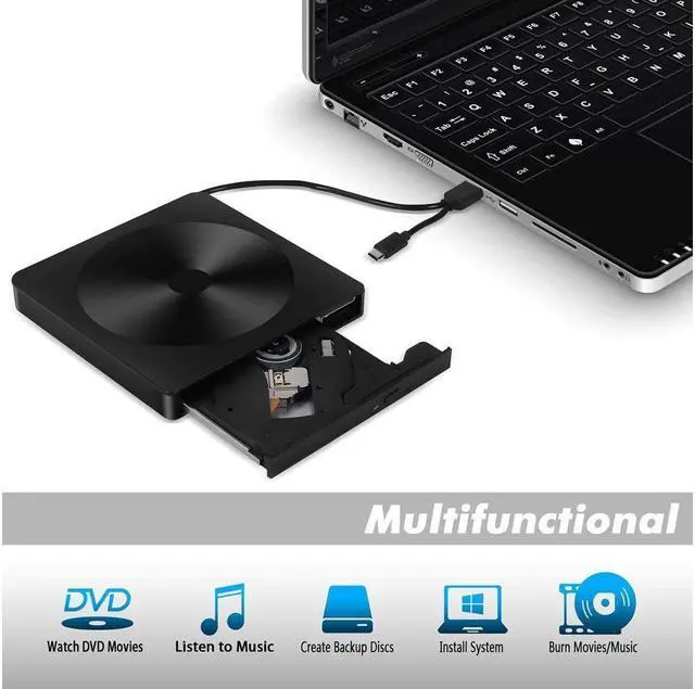 Main image of IXJYLCPC YX-008 External DVD Drive, USB 3.0 Type C CD Drive , Dual Port DVD Player, Portable Optical Burner Writer Rewriter for Laptop Notebook Desktop PC MAC OS Windows 7/8/10