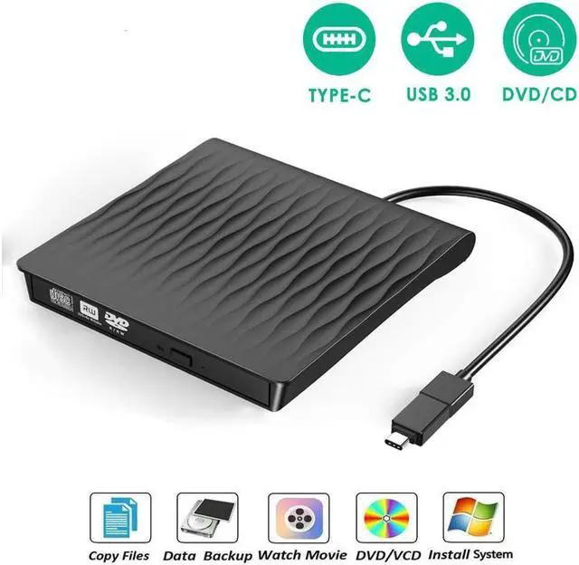 Main image of IXJYLCPC USB3.0 with Type-C adapter Superdrive External DVD/CD Reader and DVD/CD Burner for Apple-MacBook Air/Pro/iMac/Mini/MacBook Pro/ASUS/ASUS/DELL Latitude Plug and Play(SLS01, Black)