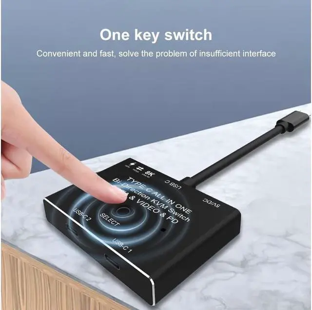 Alt view image 3 of 7 - IXJYLCPC USB-C Switch 2 in 1 Out/1 in 2 Out Upgrade Version KVM Switch Converter Support Video Data PD 8K@30hz 100W 10Gbps Compatible with Thunderbolt Device, Black