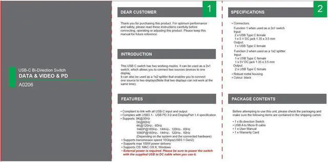 Alt view image 6 of 7 - IXJYLCPC 4K@120Hz 8K@30Hz Type-C 8K Bi-Directional Switch Splitter 1in 2out 2in 1out High Speed 10Gbps Converter Compatible with Thunderbolt Device