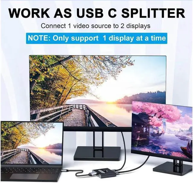 Alt view image 3 of 7 - IXJYLCPC USB C Switch Bi-Directional Switcher 1 in 2 Out/2 in 1 Out USB Switch Selector 2 Computers Share 1 Devices USB KVM Switch 8K@60Hz Video 10Gbps Data Transfer 100W Charging USB-C Cables