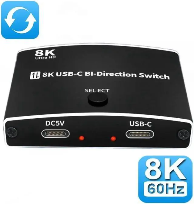 Main image of IXJYLCPC USB C Switch Bi-Directional Switcher 1 in 2 Out/2 in 1 Out USB Switch Selector 2 Computers Share 1 Devices USB KVM Switch 8K@60Hz Video 10Gbps Data Transfer 100W Charging USB-C Cables