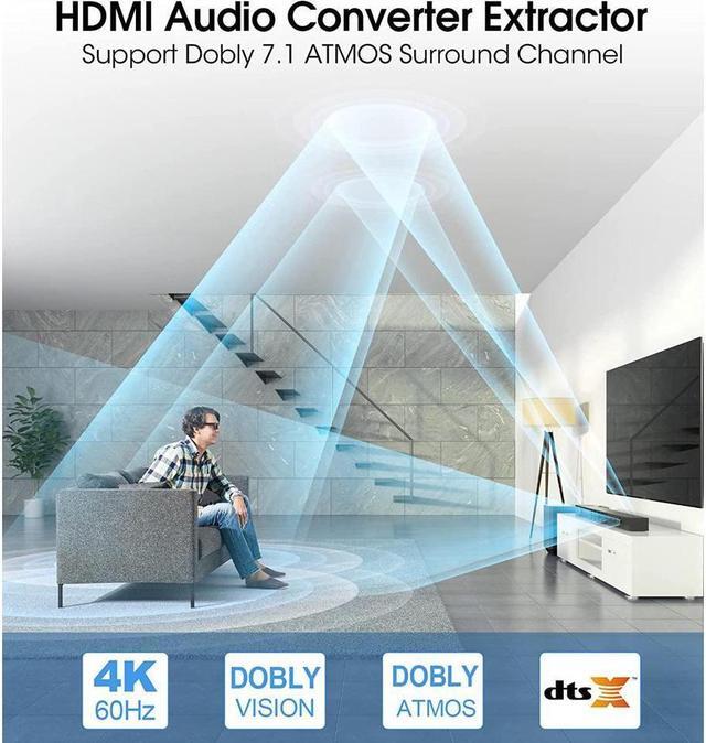 Alt view image 7 of 7 - IXJYLCPC 4K@60Hz 4In 1Out HDMI Switch Audio Extractor with Optical Toslink SPDIF/3.5mm/7.1CH atmos Audio Out HDMI 2.0b Switcher with Remote Control Support ARC HDCP 2.2 3D for Xbox Fire Stick PS5