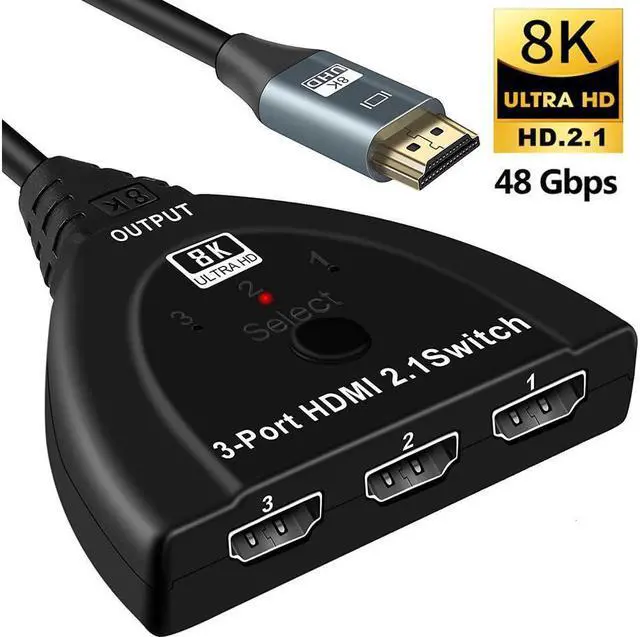 Main image of IXJYLCPC 8K@60Hz HDMI Switch with Pigtail Cable 3Port HDMI Switch 3in1 Out 3x1 HDMI2.1 Switch Box Supports HDCP 2.3 UltraHD, HDR, 8K HDMI Selector Switcher for Game Consoles, Fire Stick (OZ8Q3-1)