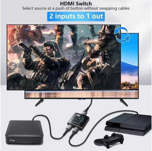 Alt view image 2 of 7 - IXJYLCPC 8K 60Hz UHD HDMI Switch 2 in 1 Out High Speed 48Gbps HDMI Switcher Support 8K@60Hz 4K@120Hz for HDTV/Monitors/Laptops/PS5/Xbox and etc.(OZ8Q2)
