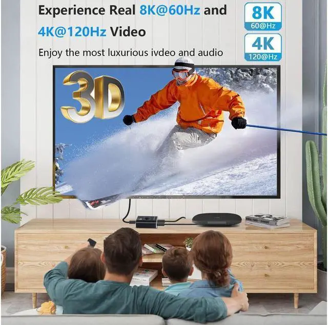 Alt view image 3 of 7 - IXJYLCPC 8K 60Hz UHD HDMI Switch 2 in 1 Out High Speed 48Gbps HDMI Switcher Support 8K@60Hz 4K@120Hz for HDTV/Monitors/Laptops/PS5/Xbox and etc.(OZ8Q2)