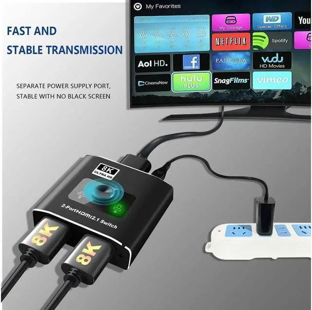 Alt view image 4 of 7 - IXJYLCPC 8K 60Hz UHD HDMI Switch 2 in 1 Out High Speed 48Gbps HDMI Switcher Support 8K@60Hz 4K@120Hz for HDTV/Monitors/Laptops/PS5/Xbox and etc.(OZ8Q2)
