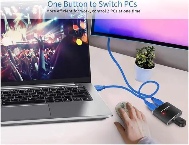 Alt view image 6 of 7 - IXJYLCPC Bi-Directional USB Switch KVM USB HUB 3.0 Switcher Selector KVM Switch for PC Keyboard Mouse Printer 1 PC Sharing 2 Devices USB Switch,1In2 Out/2 In 1 Out Includes Two 3.3FT Data Cables