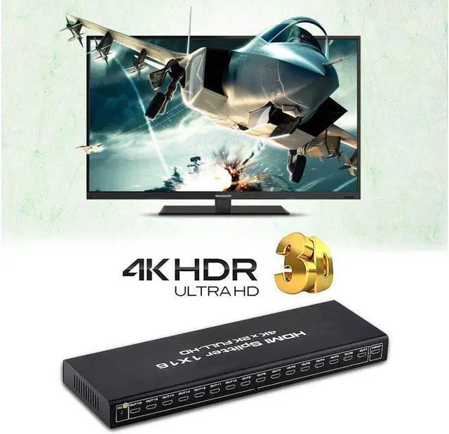 Alt view image 4 of 7 - IXJYLCPC Hdmi Splitter 1x16 HDMI Splitter 1 in 16 Out, HDMI Splitter Supports Full HD1080P 4K and 3D, Compatible with Xbox PS16/16 Roku Blu-Ray Player HDTV (Included AC Adapter) (Black)