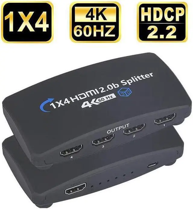 Main image of IXJYLCPC HDMI Splitter 1 in 4 Out HDMI Splitter 1 to 4 Amplifier for Full HD HDMI2.0 1080P/ 3D/ 4K for Xbox PS4 PS3 Fire Stick Roku Blu-Ray Player Apple TV HDTV (1 Source onto 4 Displays)
