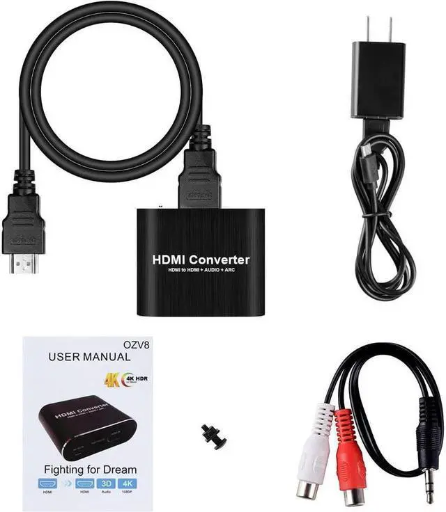 Alt view image 7 of 7 - IXJYLCPC HDMI Audio Extractor Splitter, HDMI to HDMI + Optical Toslink SPDIF + 3.5mm Audio Jack HDMI Audio Support 5.1 ARC Function, OZV8