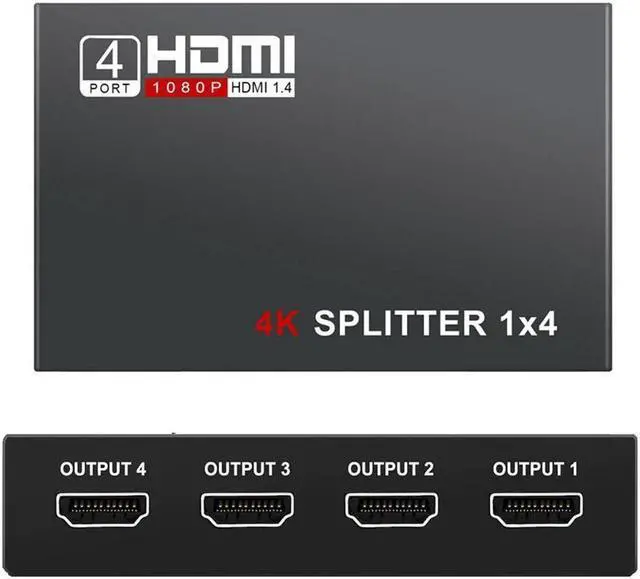 Main image of IXJYLCPC HDMI Splitter 1 in 4 out Full Ultra HD 1080P 4K/2K 1X4 Port Box Hub with US Adapter v1.4 Powered Certified for 3D Support
