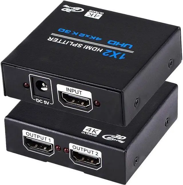 Main image of IXJYLCPC HDMI Splitter 1 in 2 Out 1x2 Hdmi Splitter Display Multiple Duplicate/Mirror Screen,Powered AC Adapter Included,Supports Ultra HD1080P 4K/2K and 3D,for TV,Monitors,Computer,DVD,Projector