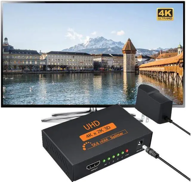 Alt view image 5 of 7 - IXJYLCPC 4K HDMI Splitter 1 in 4 out 4K 1080P HDMI 1X4 Splitter for PC laptop STB DVD UHD TV