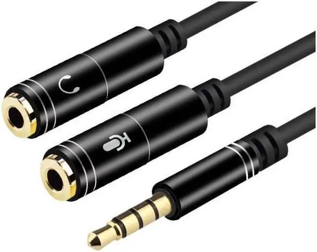 Main image of IXJYLCPC (2-PACK)3.5mmAudio Stereo Y Splitter Cable 3.5mm Male to 2Port 3.5mm Female for Earphone and Headset Splitter Adapter Compatible with iPhone Samsung Smartphones Tablets MP3 player-Black