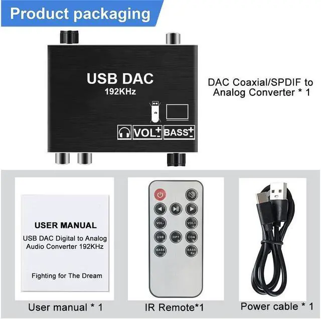 Alt view image 7 of 7 - IXJYLCPC Digital to Analog Converter DAC Supports Volume Control,Optical to RCA Converter, Digital Coaxial SPDIF Toslink USB to Analog Stereo LR RCA 3.5mm Jack Audio Adapter for PS3 HD DVD PS4