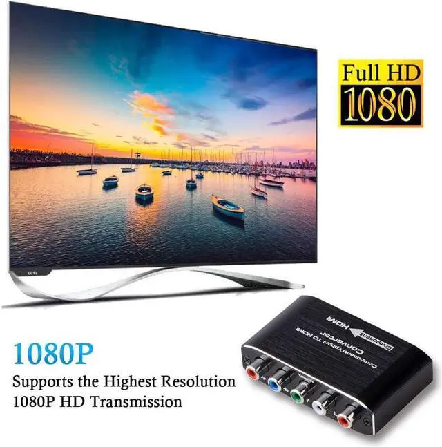 Alt view image 4 of 7 - IXJYLCPC YPbPr to HDMI Converter, Component to HDMI Adapter , 5RCA RGB YPbPr to HDMI Converter Supports 1080P 60Hz Video Audio for Laptop DVD Xbox One PS4 Nintendo to HDTV Monitor and Projecto