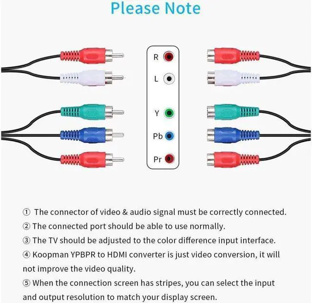Alt view image 6 of 7 - IXJYLCPC YPbPr to HDMI Converter, Component to HDMI Adapter , 5RCA RGB YPbPr to HDMI Converter Supports 1080P 60Hz Video Audio for Laptop DVD Xbox One PS4 Nintendo to HDTV Monitor and Projecto