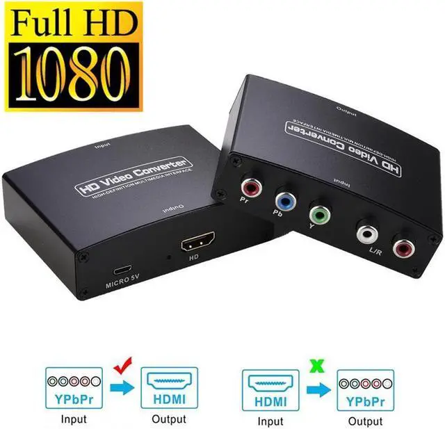 Main image of IXJYLCPC Component YPbPr to HDMI Converter, YPbPr Component RGB + R/L Audio to HDMI Converter v1.4 Support 1080P for HDTV PS3 PS4 HDVD Player Wii Xbox and More (OZSC-1)