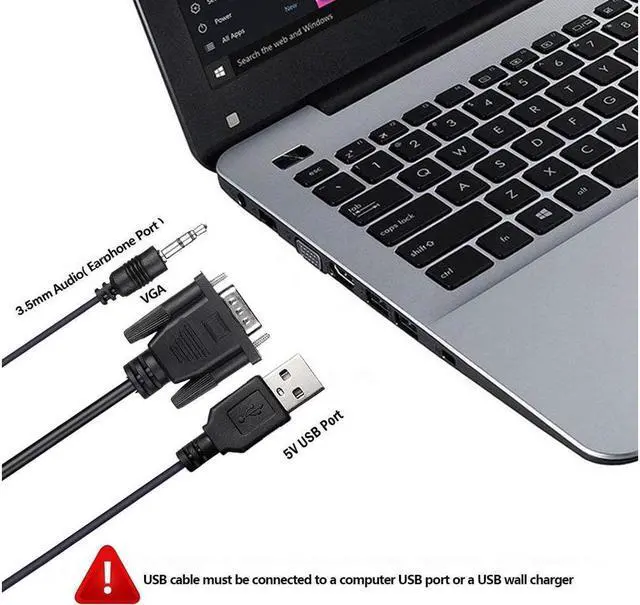Alt view image 4 of 7 - IXJYLCPC VGA to HDMI Cable 4Ft VGA to HDMI Adapter with USB Power and Audio 1080P@60Hz PC VGA Source Output to TV/Monitor with HDMI Connector, Male to Male for Computer Desktop Laptop Monitor