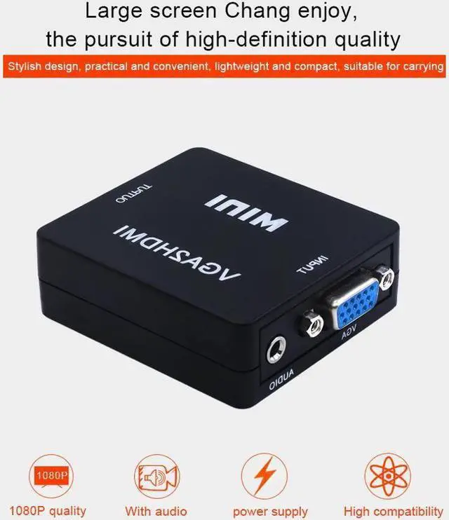 Main image of IXJYLCPC VGA Female to1080PHDMI Female Converter Adapter with 3.5mm Stereo Audio Jack and Micro Charging Jack Support HDTV for Computer Desktop Laptop PC Monitor Projector HDTV Raspberry Pi Black