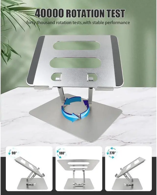 Alt view image 4 of 7 - IXJYLCPC Laptop Stand 360° Rotating, Foldable Aluminum Laptop Desk Stand, Adjustable Height Laptop Riser, Ergonomic Computer Monitor Stand, Compatible with PC, MacBook Air/All 10-17" Laptops