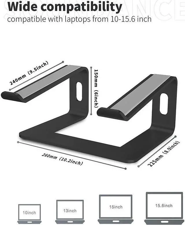 Alt view image 2 of 7 - IXJYLCPC Laptop Stand, Adjustable Computer Stand for Laptop Ergonomic Laptop Riser, Portable Laptop Holder Compatible for All iPad Series and10 to 15.6 Inches Notebook Computer (Black)