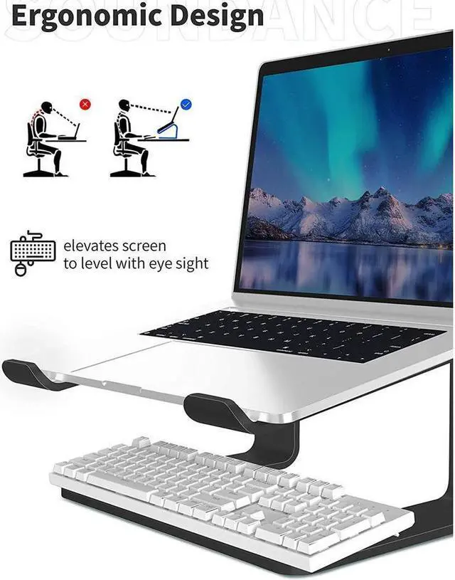Alt view image 2 of 7 - IXJYLCPC Laptop Stand Laptop Holder for Desk, Laptop Riser, Portable Laptop Stand Detachable, Ergonomic Stand with Phone Holder for MacBook, Notebook, All 10-15.6" Laptops Tablet, (Black)