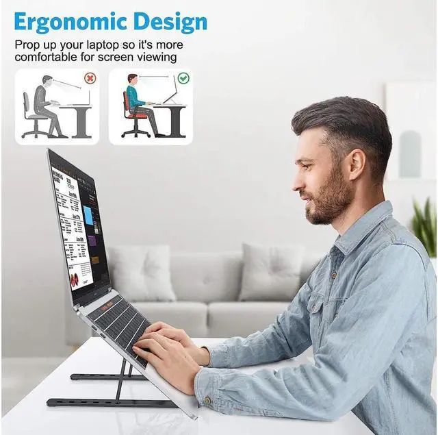 Alt view image 4 of 7 - IXJYLCPC Laptop Stand for Desk 6-Angle Adjustable | Ergonomic Foldable Aluminum Laptop Holder | Anti-Slip Portable Computer Stand Laptop Riser for MacBook iPad Tablet Laptop 9-15.6 Inch | Black