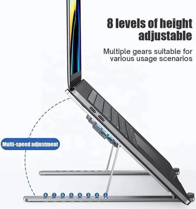 Alt view image 5 of 7 - IXJYLCPC Laptop Tablet Stand with Dual High-speed Cooling Fan Adjustable Ultrabook Stand, Ergonomic Holder Riser Mount Portable Laptop Tablet Holder for All 11-17.3 Inches Tablet or Laptop