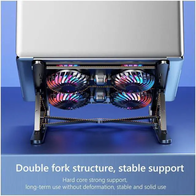 Alt view image 5 of 7 - IXJYLCPC Ergonomic Foldable Laptop Tablet Cooling Stand. Protable Ultrabook notebook macbook pro computer riser desktop holder with 4 High-speed Fan,For All Laptop Tablets 11-17.3" MacBook Pro