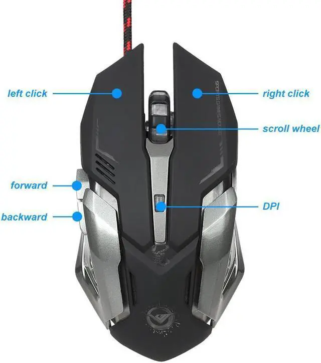 Alt view image 3 of 7 - IXJYLCPC Gaming Mouse Wired [3200 DPI] [Programmable] [Breathing Light] Ergonomic Game USB Computer MiceGamer Desktop Laptop PC Gaming Mouse, 7 Buttons for Windows 7/8/10/XP Vista Linux