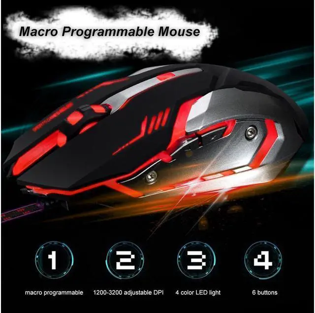 Alt view image 5 of 7 - IXJYLCPC Gaming Mouse Wired [3200 DPI] [Programmable] [Breathing Light] Ergonomic Game USB Computer MiceGamer Desktop Laptop PC Gaming Mouse, 7 Buttons for Windows 7/8/10/XP Vista Linux