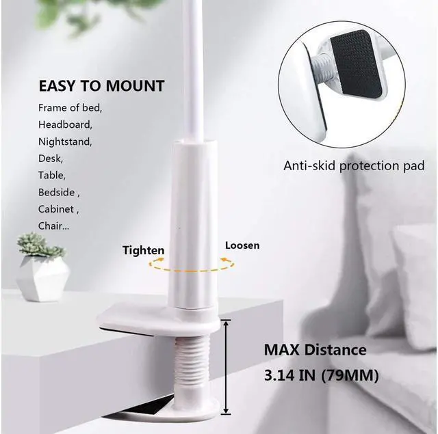 Alt view image 3 of 7 - IXJYLCPC Gooseneck Tablet Holder - Bendable Tablet Arm - Desk Mount Tablet Stand - for Most 4.7" to 10.6" Tablets - Detachable Holder, White