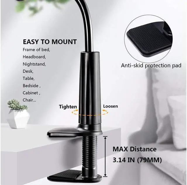 Alt view image 4 of 7 - IXJYLCPC Gooseneck Tablet Holder - Bendable Tablet Arm - Desk Mount Tablet Stand - for Most 4.7" to 10.6" Tablets - Detachable Holder, Black