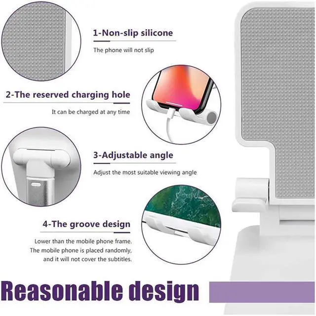 Alt view image 4 of 7 - IXJYLCPC UniversalT9 Desktop Phone Holder Stand for IPhone IPad Adjustable Tablet Foldable Table Phone Desk Stand Holder Compatible with All Phone iPhone iPad Tablet 4-12.9Inches Desktop