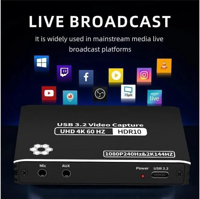Alt view image 6 of 7 - IXJYLCPC 4K60 Capture Card USB3.2, USB-C HDMI Video Capture Card to USB with Microphone & HDMI Loop-Out, Capture Card 4K 60fps for Streaming, Compatible with Nintendo Switch/Game Console/Phone