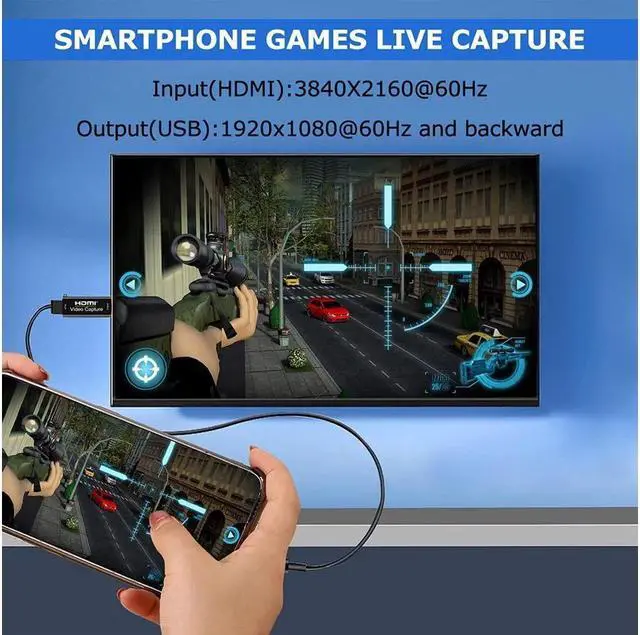 Alt view image 2 of 7 - IXJYLCPC Video Capture Card, HDMI to USB Audio Capture Card, 4K 1080P60 Capture Devices for Gaming Live Streaming Video Recorder, Compatible with Windows Mac OS System for PS4/5 Switch Xbox Steam