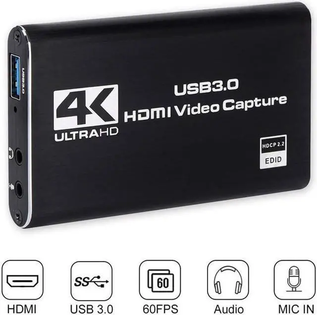 Alt view image 3 of 7 - IXJYLCPC Audio Video Capture Card,4KHDMI USB3.0 Capture Adapter Video Converter 1080P60fps Portable Capture Device for Video Game Recording Live Streaming Broadcasting,Support PS4 Xbox One Camera