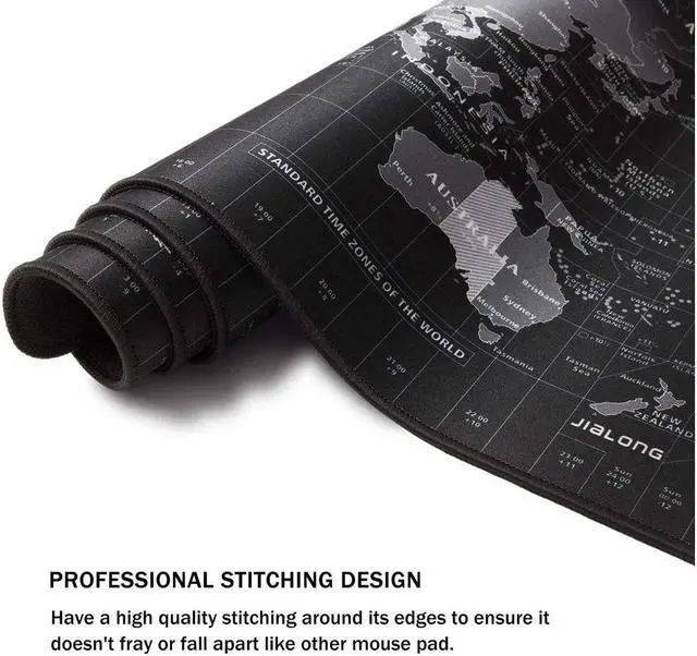 Alt view image 6 of 7 - IXJYLCPC World Map Professional GamingMouse Pad Non-Slip Rubber Base,Anti-Fray Stitched Edges,Waterproof Mousepad,Laptop Large Desk Pad,Computer Keyboard and Mice Combo Pads Mouse Mat 35.4"X15.8"