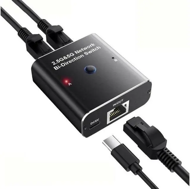 Main image of IXJYLCPC 2.5G/5G RJ45 Network Ethernet Bi-Directional Switch Adapter, Ethernet Selector Suitable Super Cat5-8, Cmpatible with ADSL, Hubs, TVs, Set-top Boxes, Routers, Wireless Devices, Computers