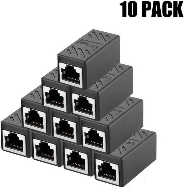 Main image of IXJYLCPC RJ45 Coupler Cat7 Cat6 Cat5e Ethernet Cable Extender Adapter LAN Connector in Line Coupler Female to Female (10-Pack Black)