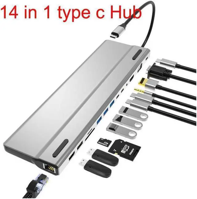 Main image of IXJYLCPC USB C Hub Multiport Adapter, 14-in-1 USB-C Hub USBC to 4K HDMI,1Gbps Ethernet RJ45,5 USB Port,87W PD, SD/TF Card Reader,3.5mm Audio Mac USB C Dongle Adapter for MacBook Pro Air, iPad Pro